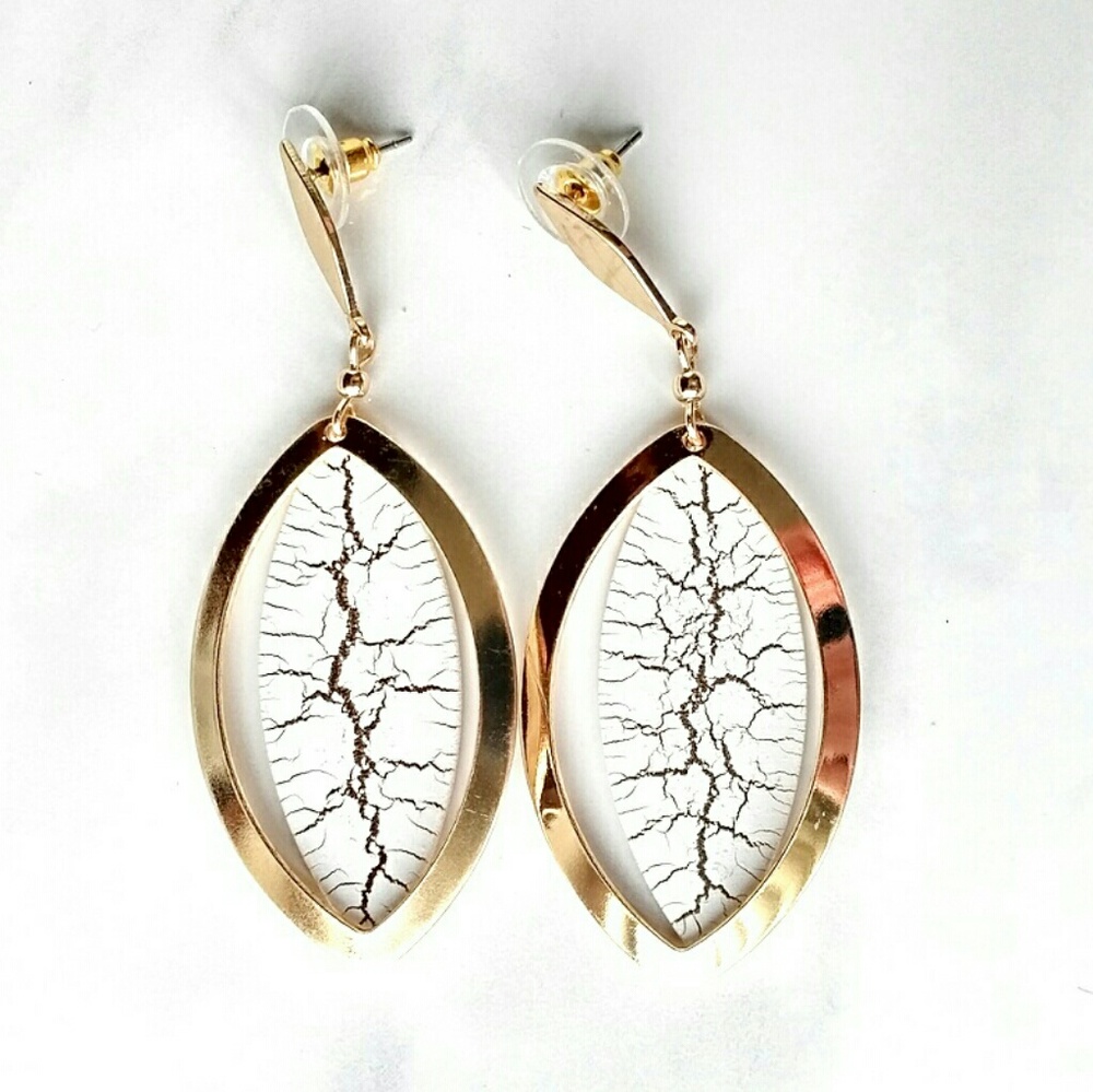 F.C. Cracked Design Dangle Earrings - 2 Colors
